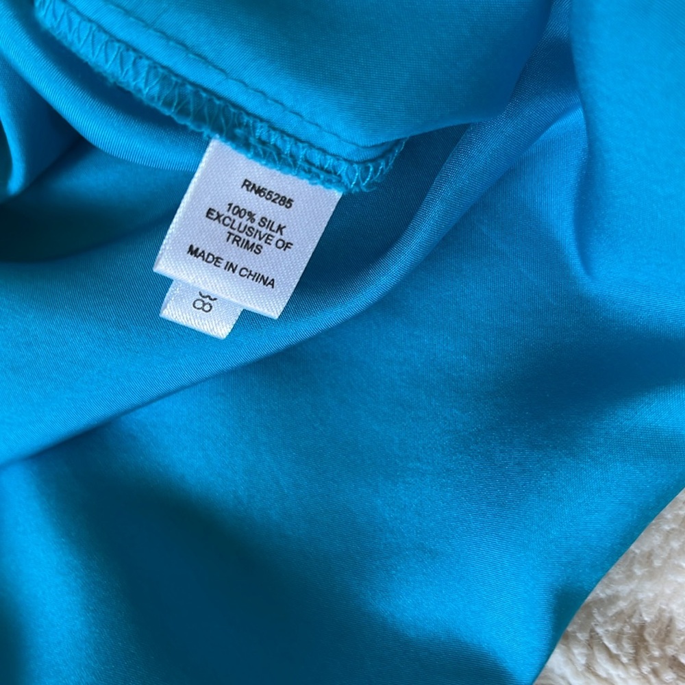 New Without Tag Y2K Express Turquoise 100%  Silk Camisole with Cream Lace Size S - Picture 8 of 8